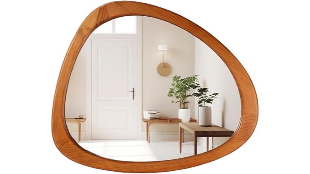 asymmetrical wood wall mirror