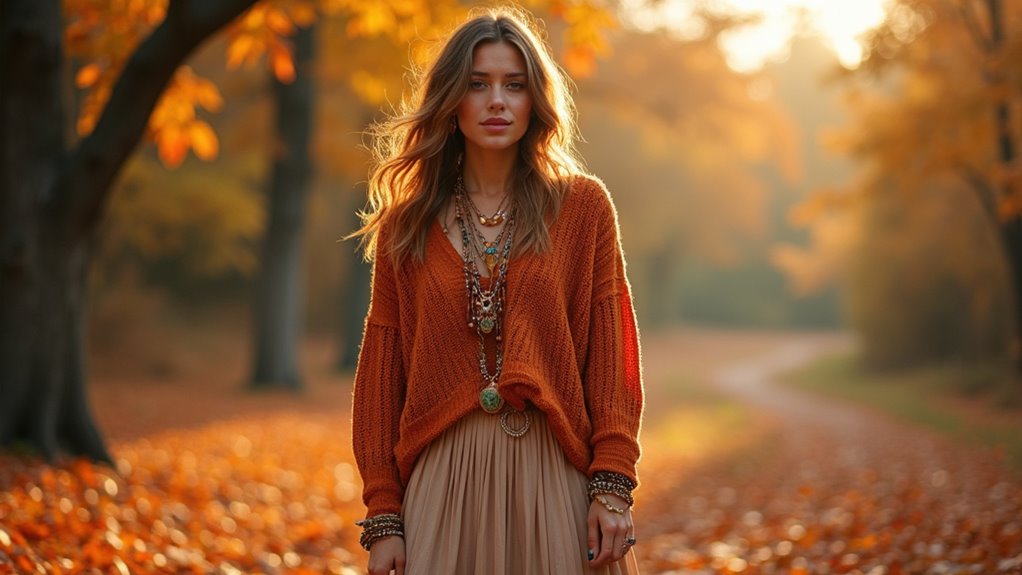 autumn boho cozy layers