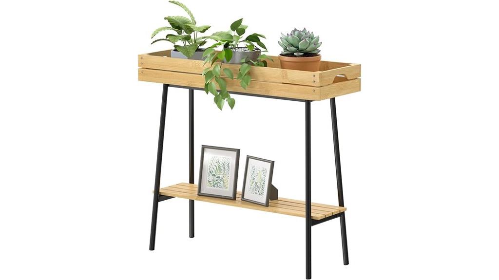 bamboo 2 tier indoor stand