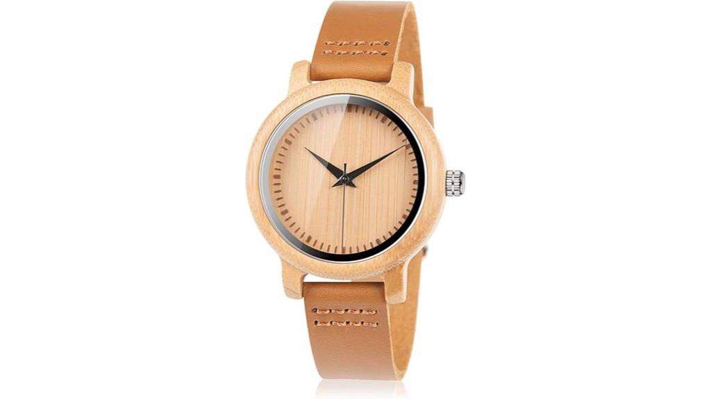 bamboo wooden leather watch