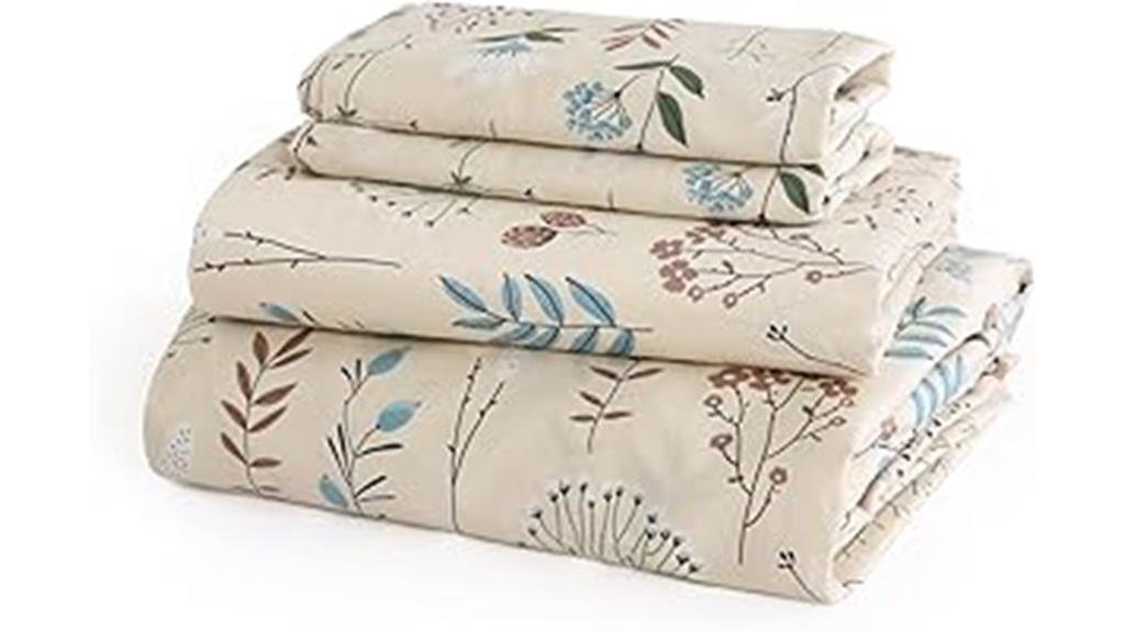 beige boho floral sheets