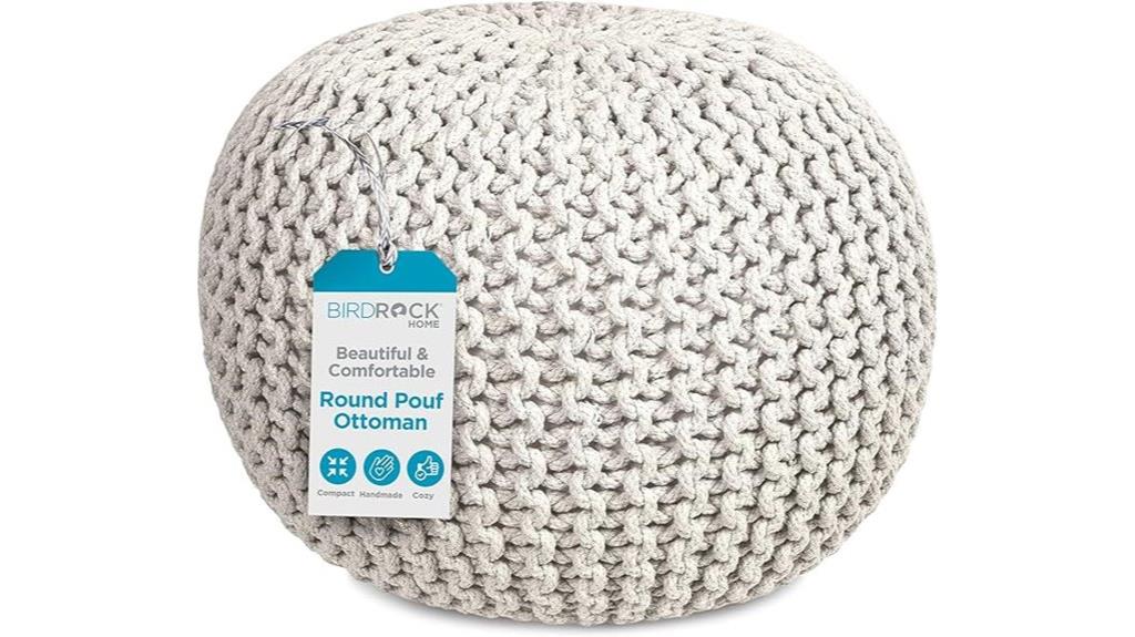 birdrock cotton braided pouf