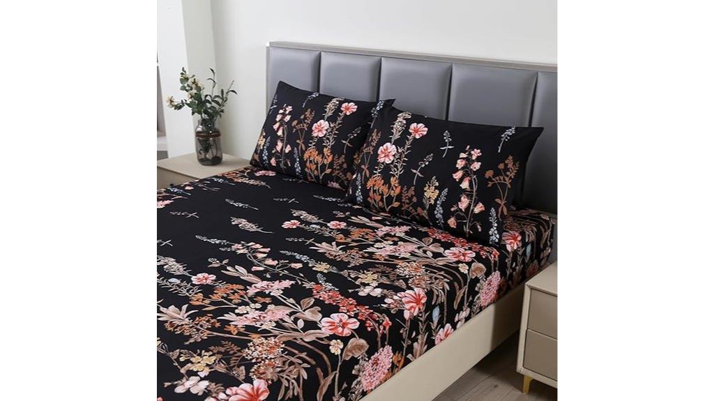 black floral bed set