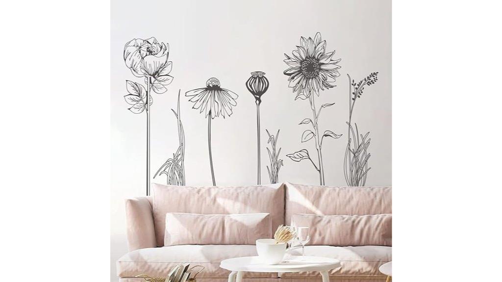 black flower wall decals