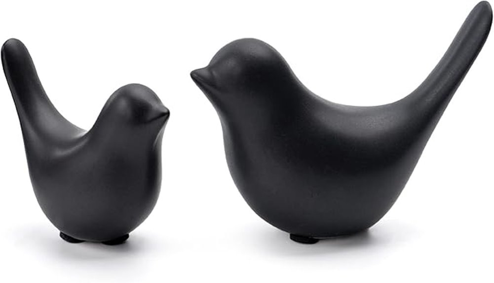 black small bird statues