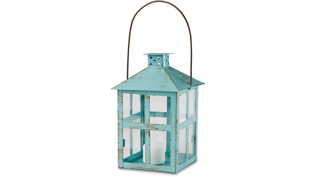 blue distressed rustic lantern