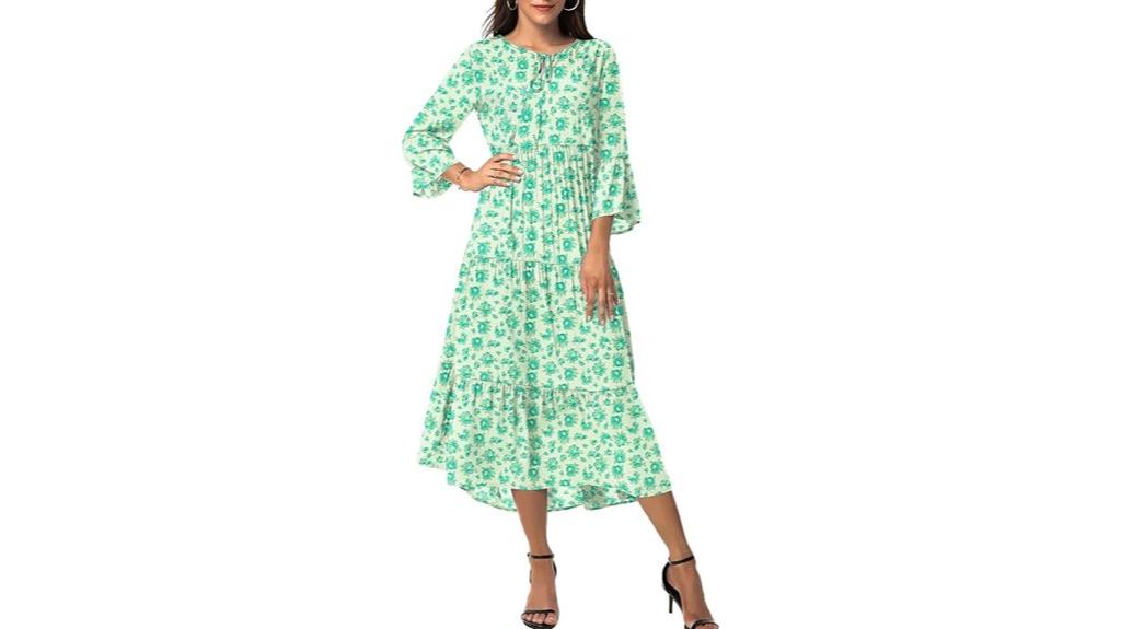 bohemian 3 4 sleeve dress