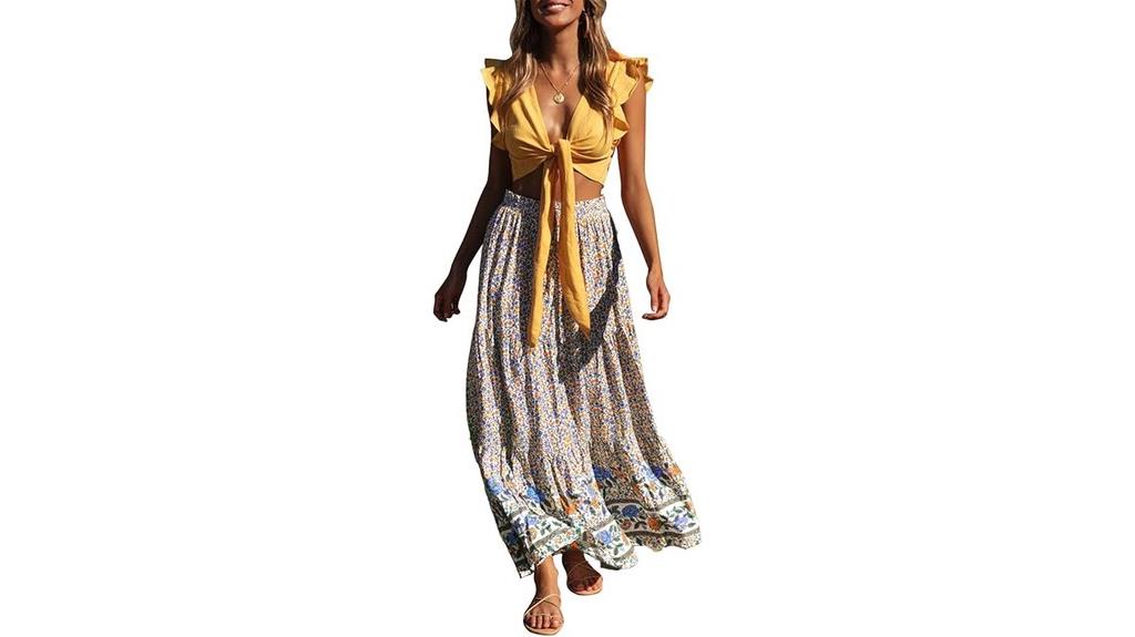 bohemian floral maxi skirt