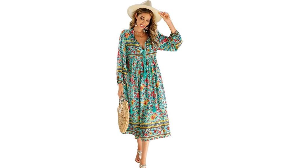 bohemian floral midi dress