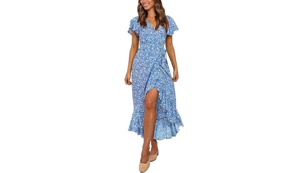 bohemian floral wrap dress