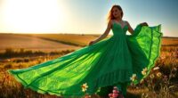 bohemian green dress trends