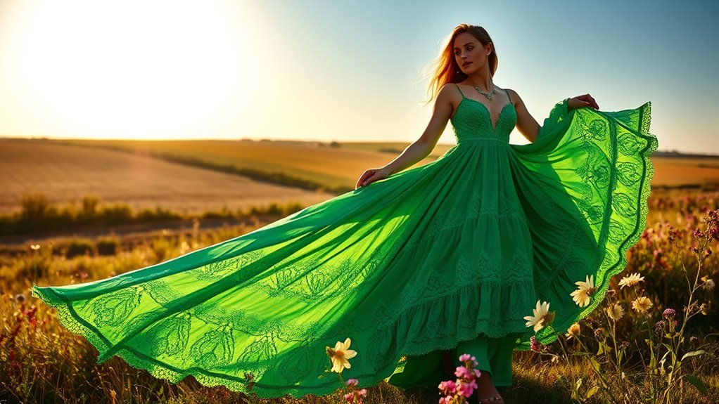 bohemian green dress trends