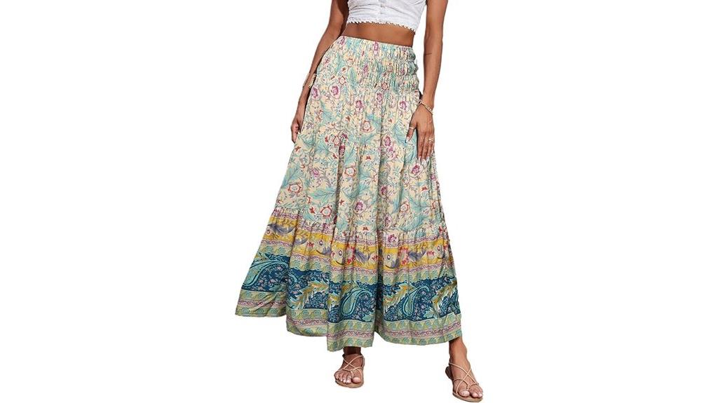 bohemian long skirt