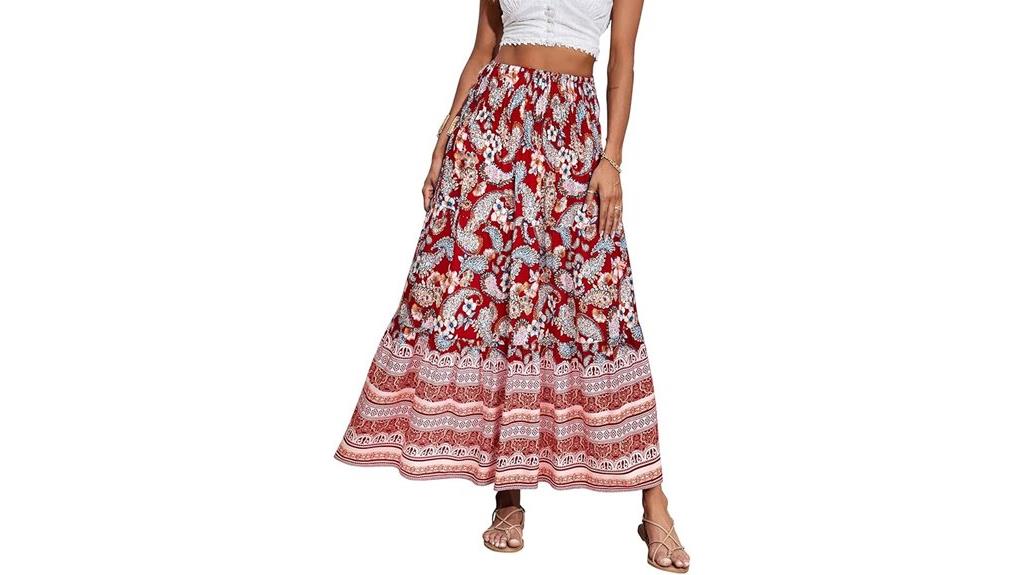 bohemian long skirt