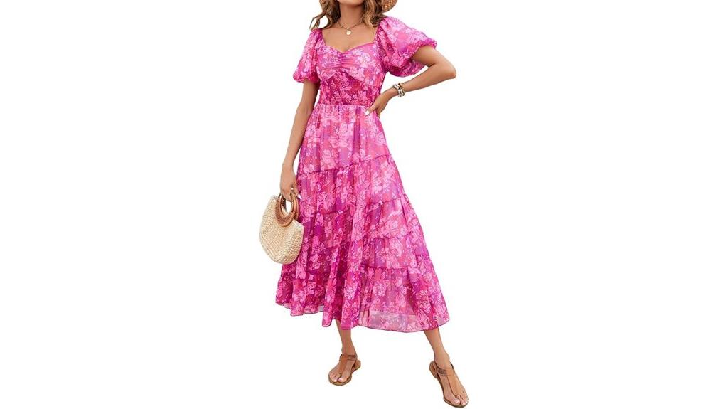 bohemian puff sleeve dress