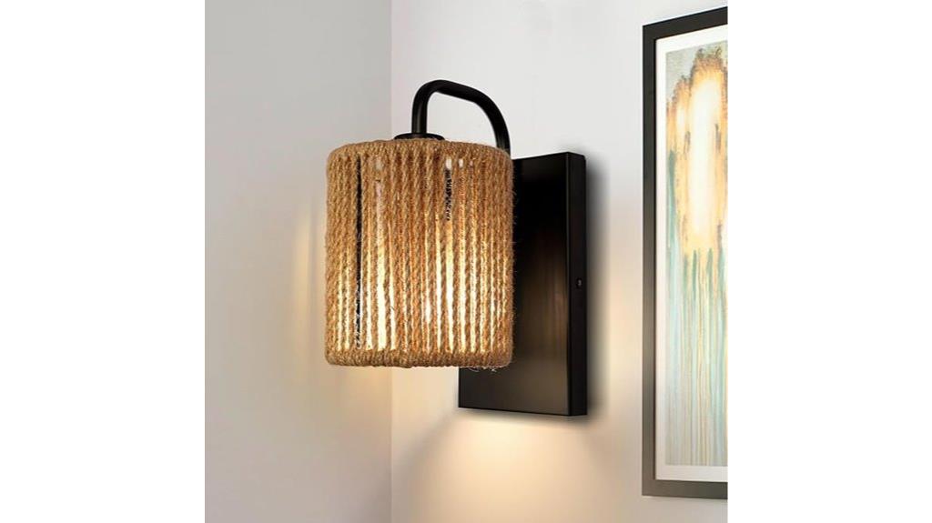 bohemian rattan rope sconce