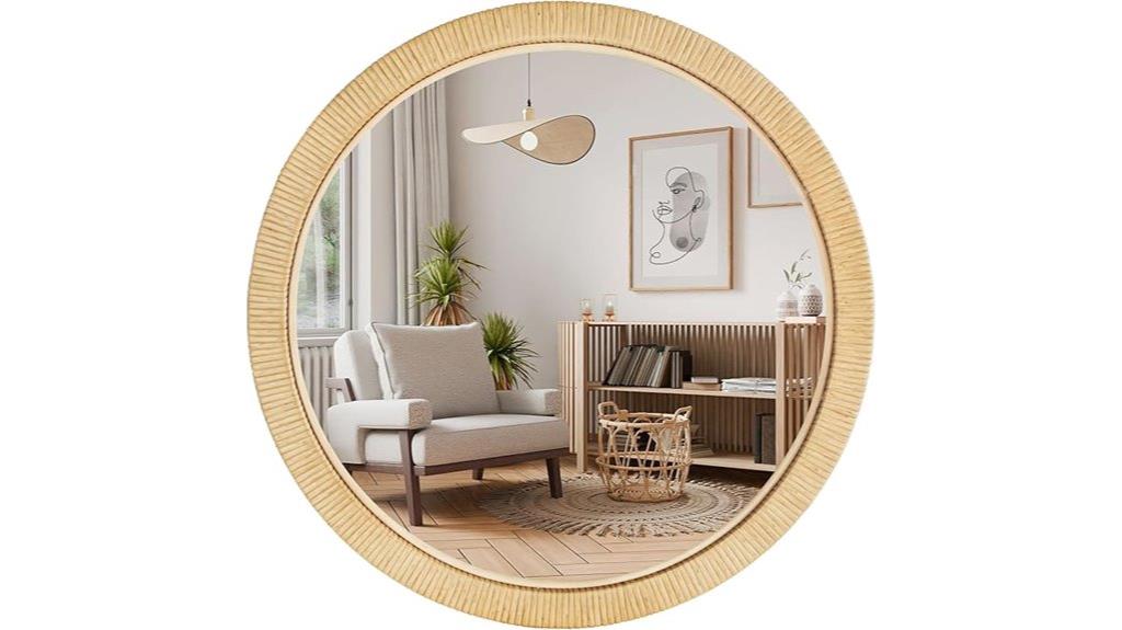 bohemian rattan wall mirror