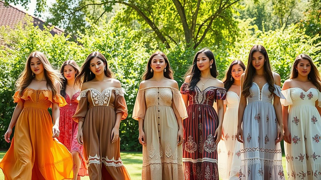 bohemian shoulder dress trends
