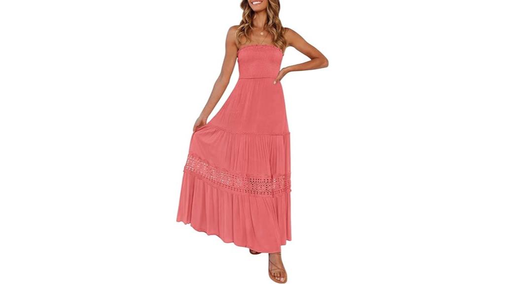 bohemian strapless maxi dress