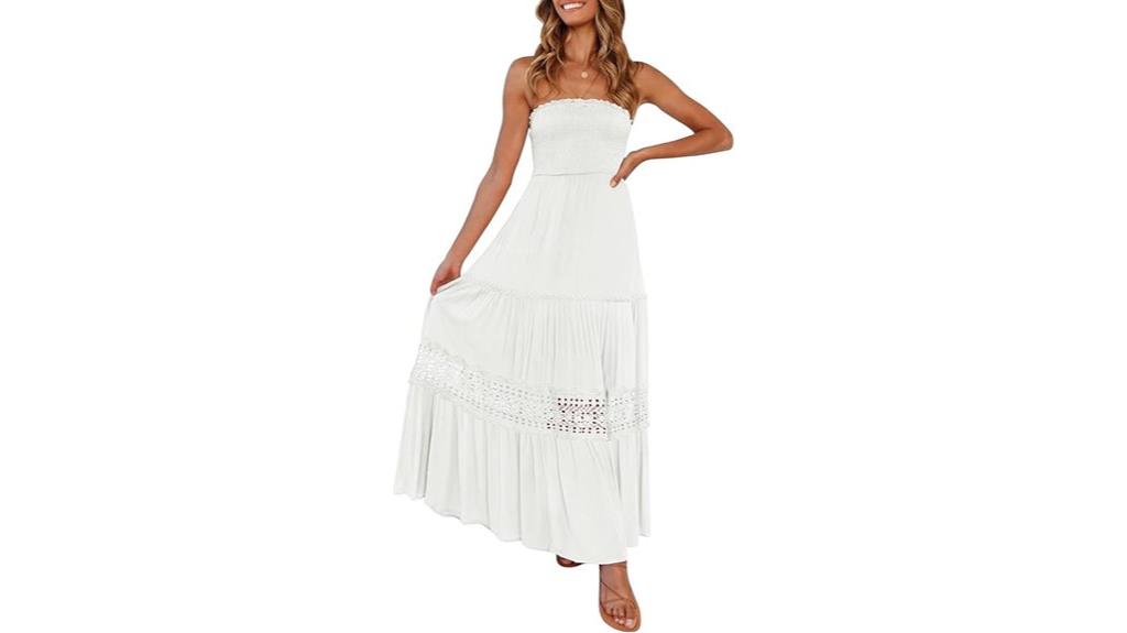 bohemian strapless maxi dress