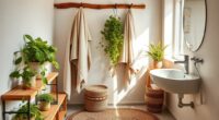 boho bathroom accessories setup