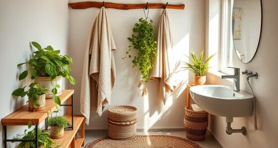 boho bathroom accessories setup