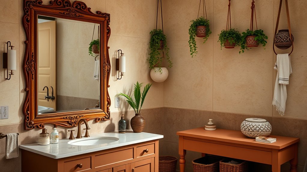 boho bathroom fixture details