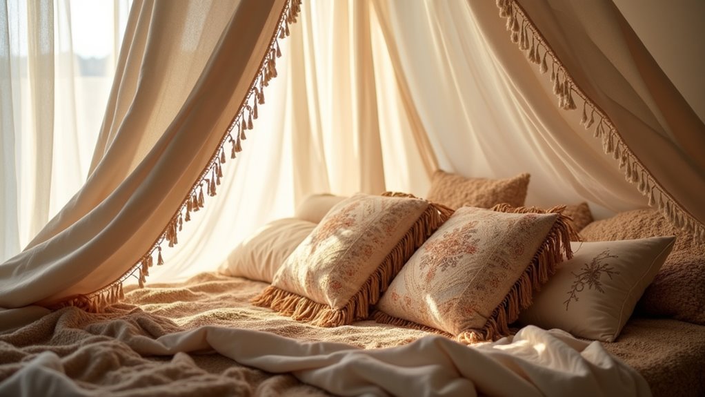 boho bedroom textile accents