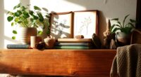 boho book and plant displays