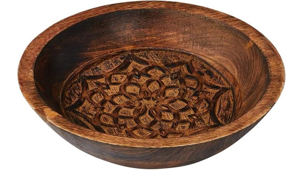 boho carved wood bowl
