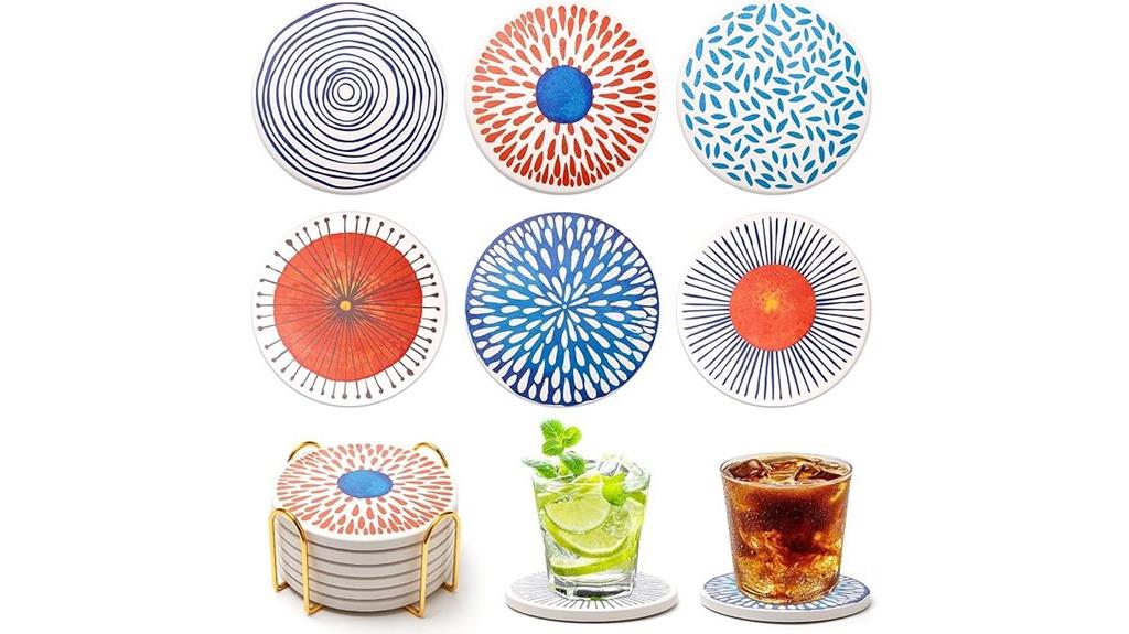 boho ceramic coaster set