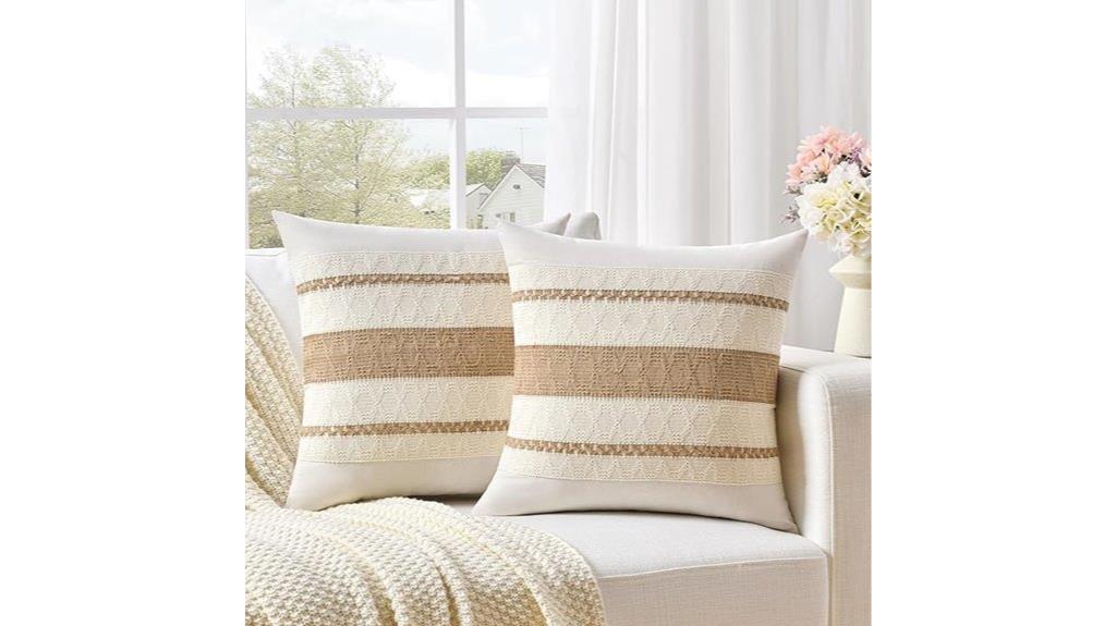 boho cotton tan pillows