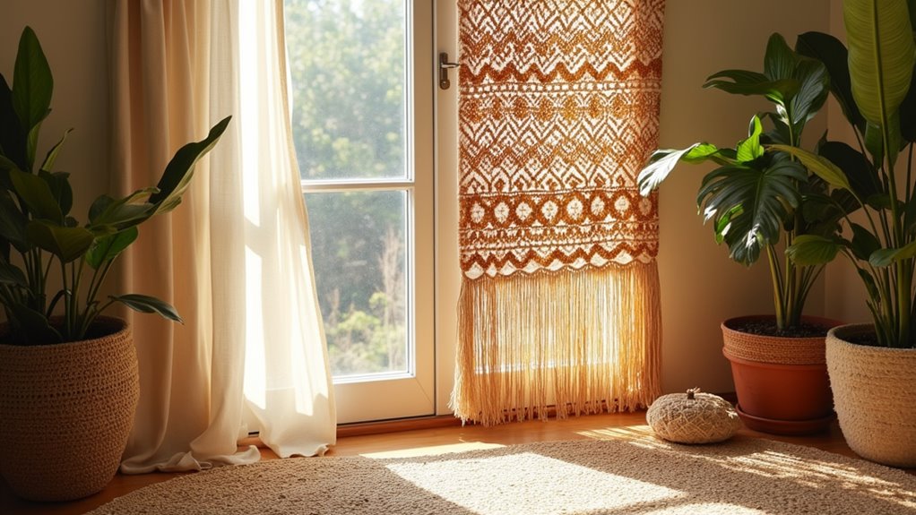 boho curtains and macram