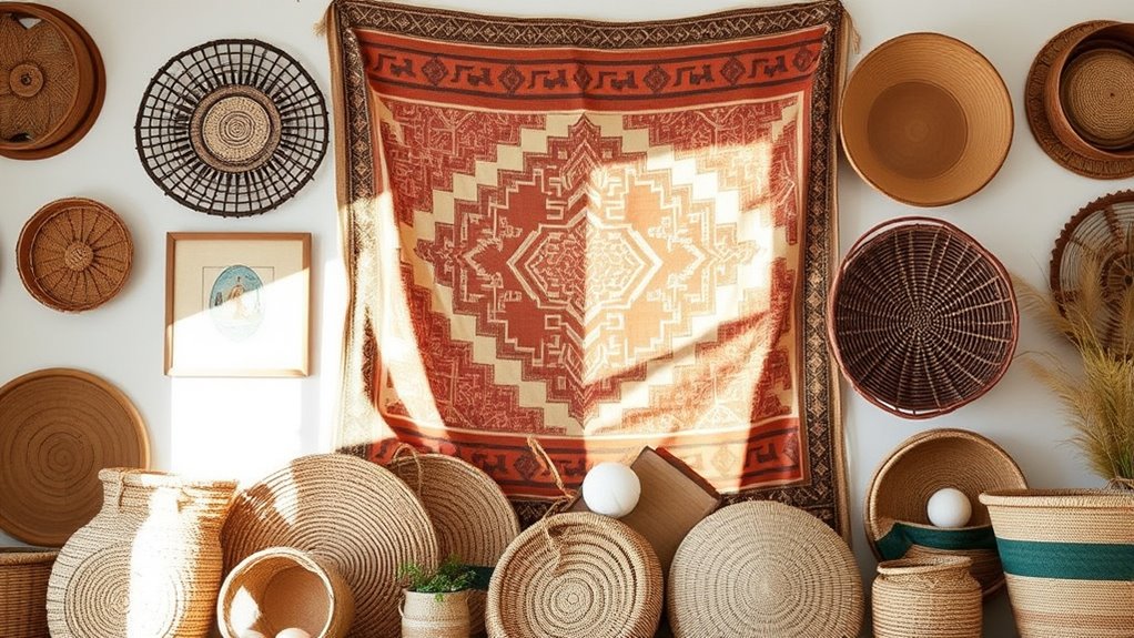 boho decor tapestries baskets