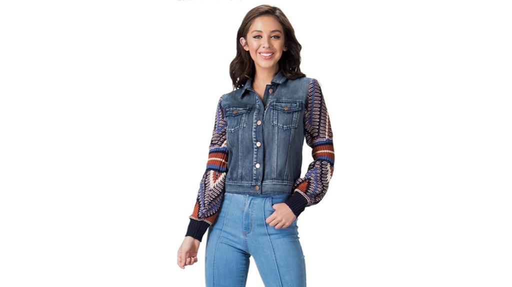 boho denim sleeve jacket