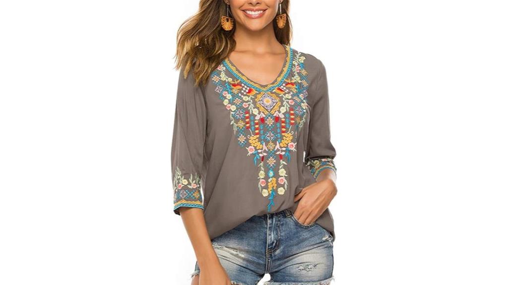 boho embroidered peasant top
