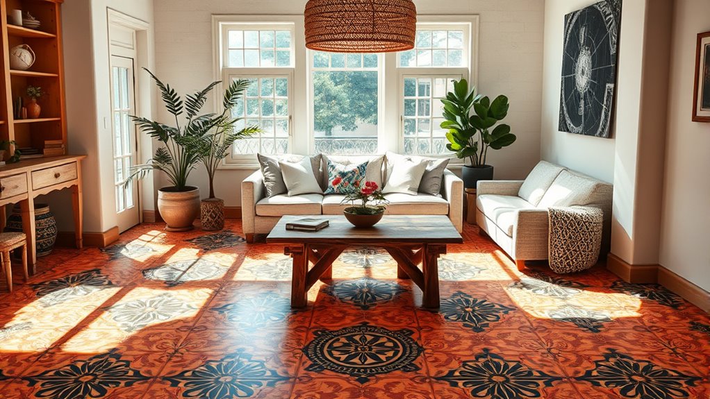 boho floor stencil ideas