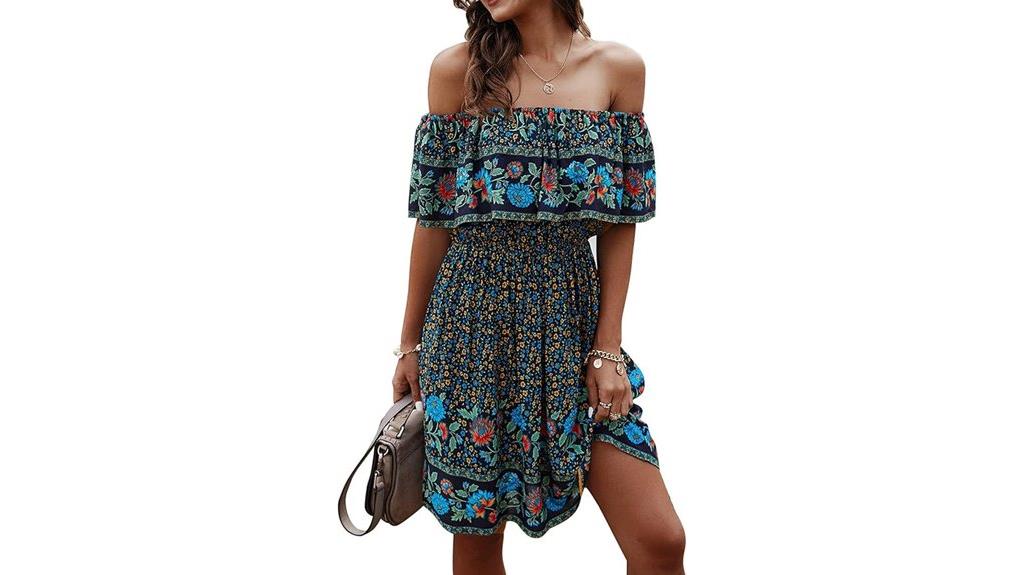 boho floral off shoulder dress
