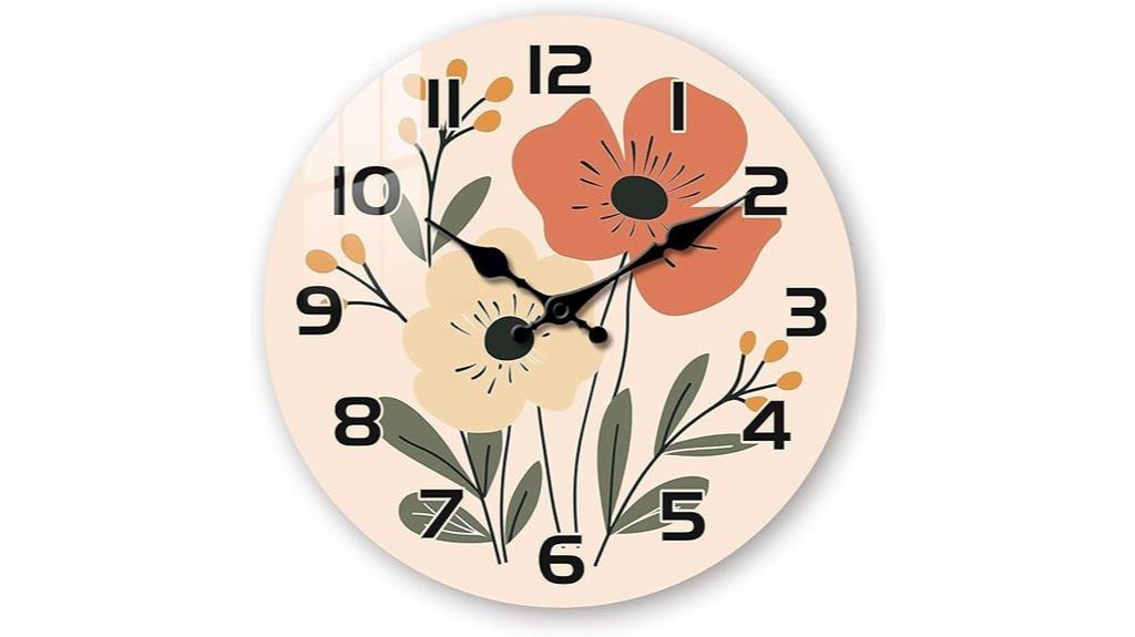 boho floral silent clock