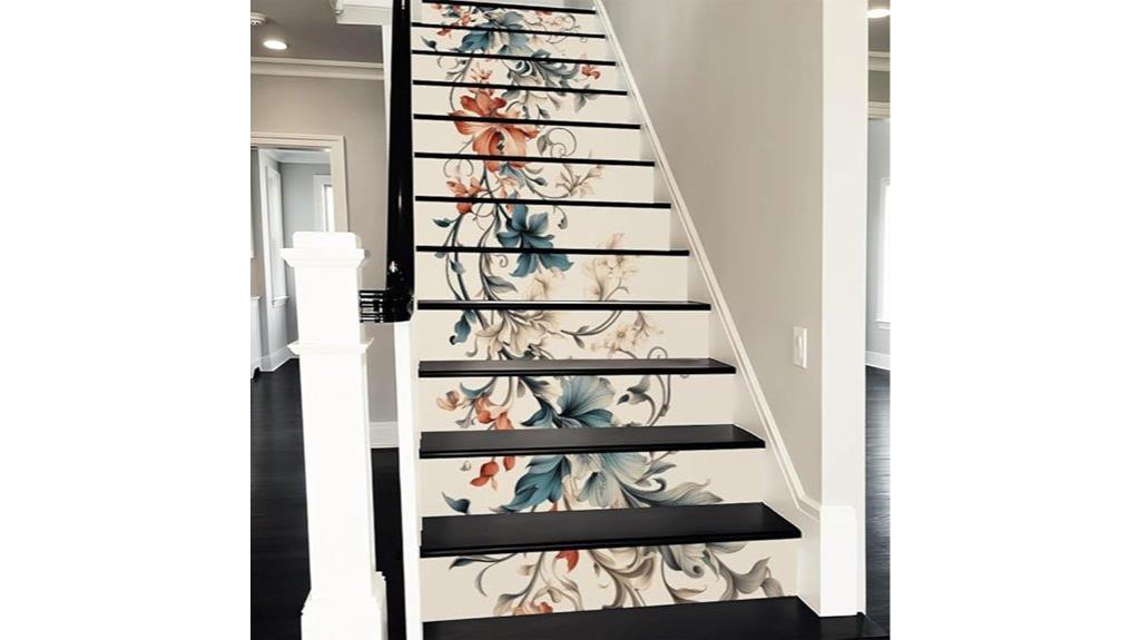 boho floral stair decals