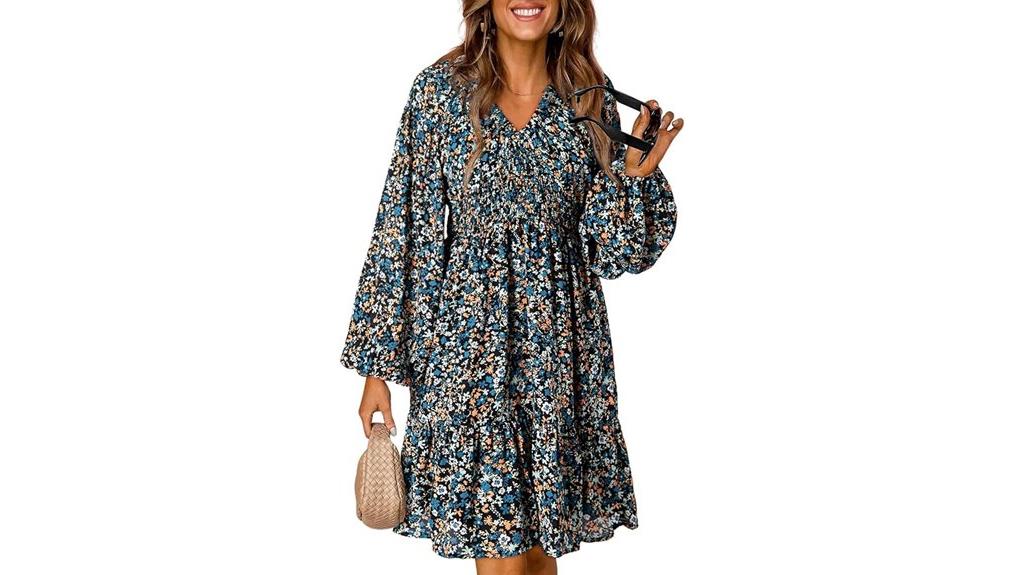 boho floral v neck dress