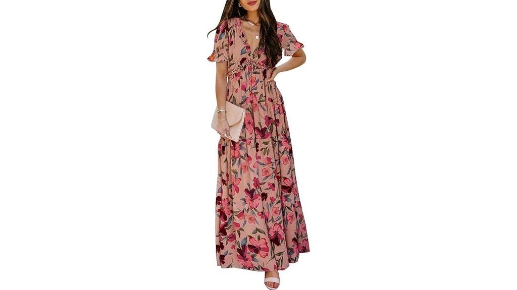 boho floral v neck dress