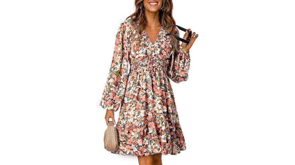 boho floral v neck dress