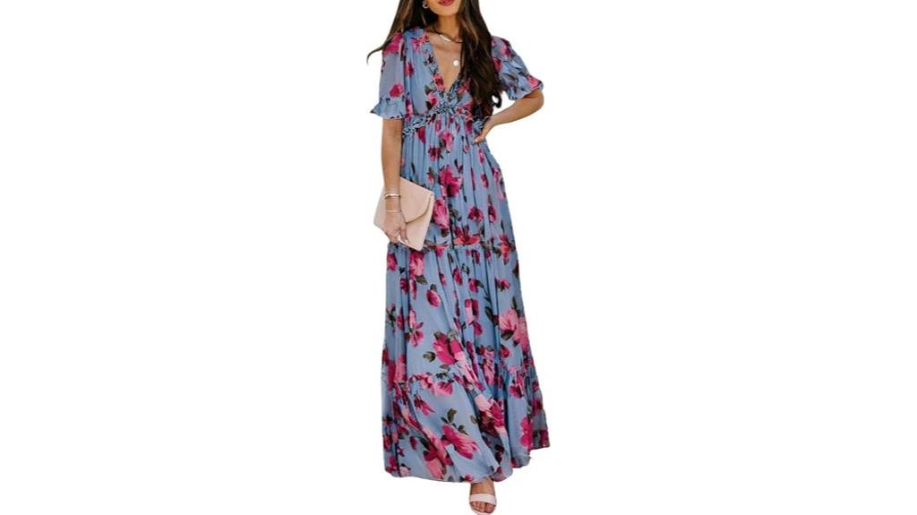 boho floral v neck dress