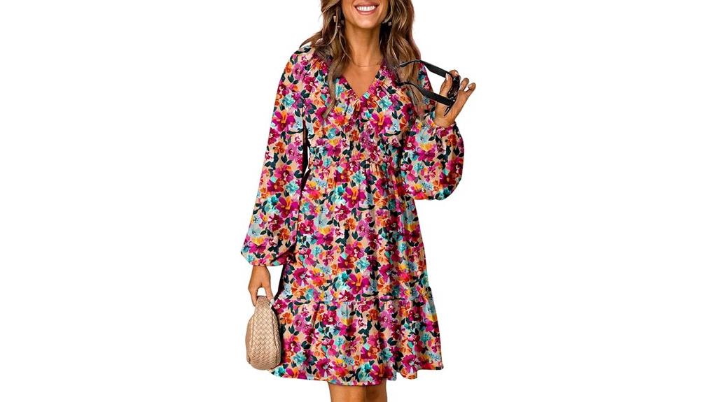 boho floral v neck dress