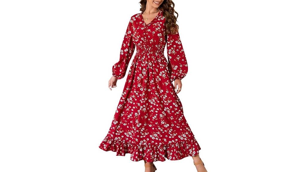 boho floral v neck maxi
