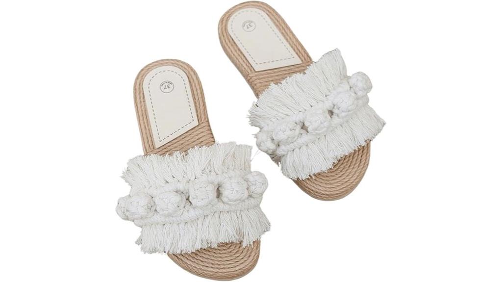 boho fringe flat sandals