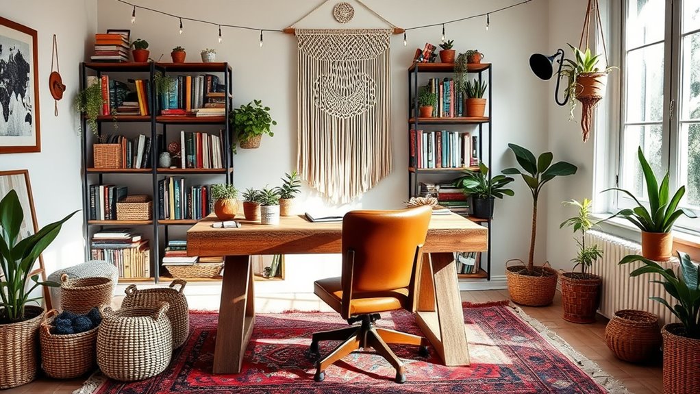 boho home office decor