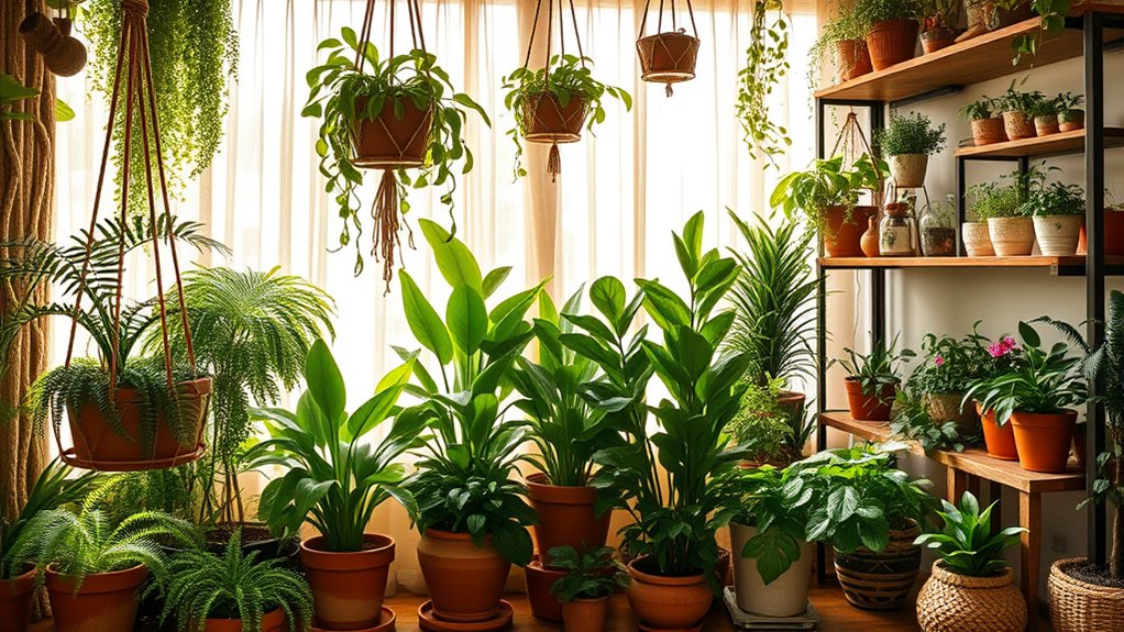 boho indoor plant oasis
