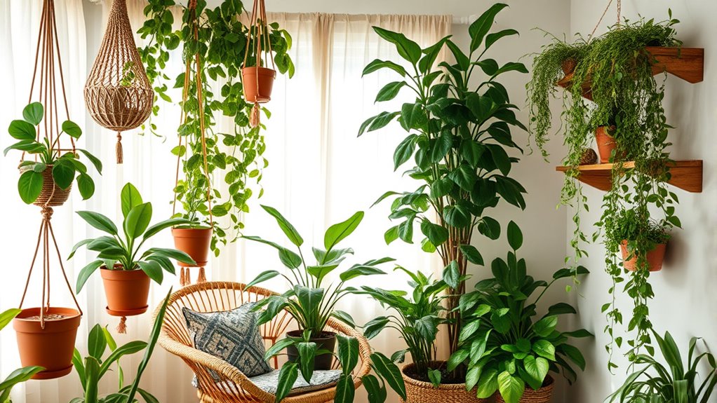 boho indoor plant sanctuary